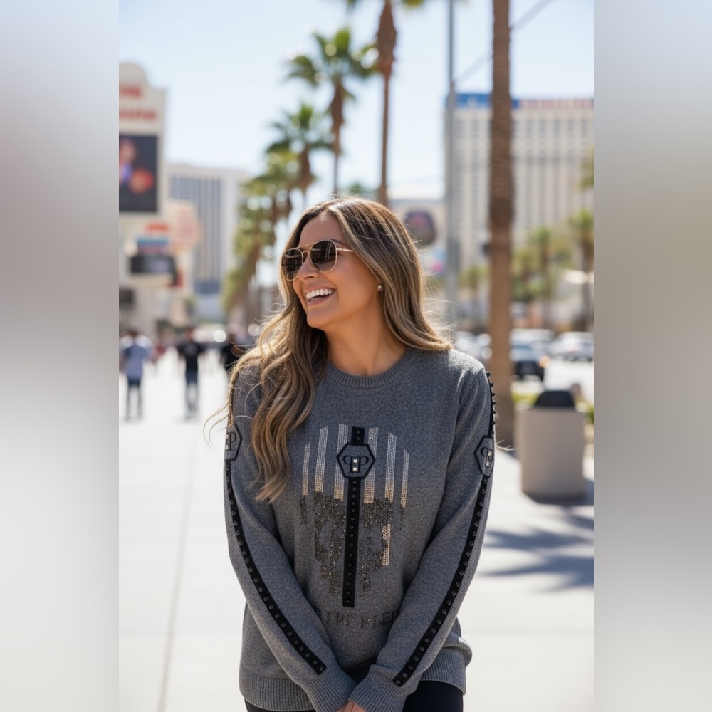 Philipp Plein Gray Couture Sweater